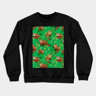 Red Panda & Bamboo Leaves Pattern Crewneck Sweatshirt